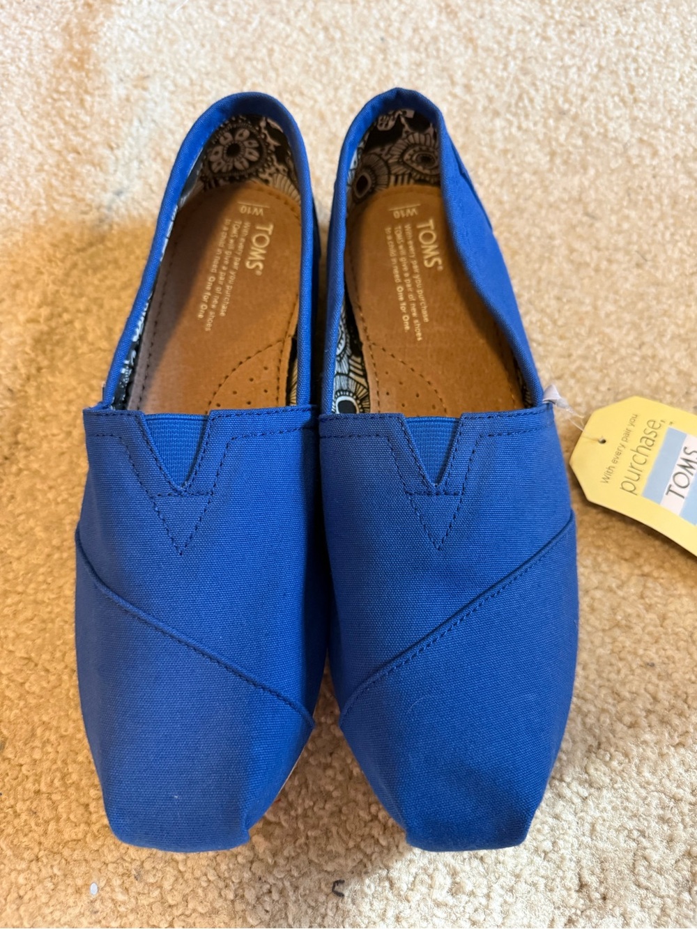 Toms Women's Slip-On Flats in Royal Blue Canvas